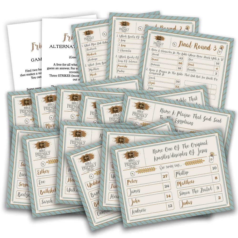 Bible Trivia Game - Friendly Feud Quiz for Family, Church Group, and Community Party - Questions and Supplies-S02