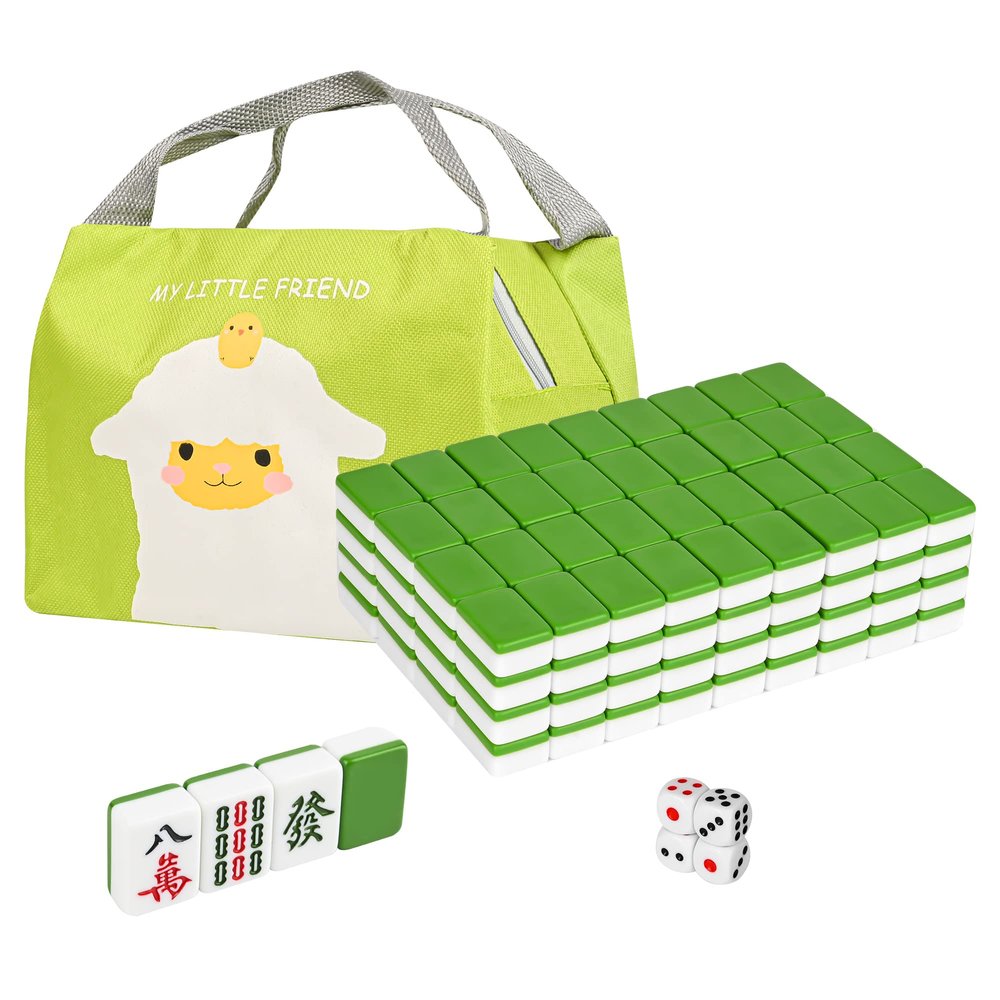 DSNGEZ Traditional Mini Chinese Mahjong Game Set 144 Tiles, with Portable Handbag, Tile Size -2.4 x 1.5 x 1.1 cm (1.0 x 0.6 x 0.5 inch)()