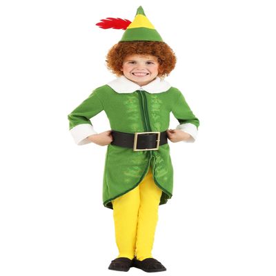 Buddy The Elf Costume for Toddlers- 4 Pc Christmas Elf Costume with Hat & Belt - Kids Holiday Elf Cosplay Suit 2T
