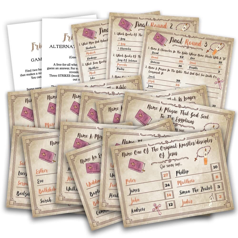 Bible Trivia Game, Bible Friendly Feud Quiz, Bible Trivia Games for Family, Bible Family Feud Questions, Games for Church Group, Bible Community Party Supplies-S01