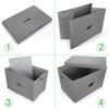 Valease Large Linen Fabric Foldable Storage Bins with Removable Lid and Handles, Washable Storage Box Organizer Containers Baskets Cube with Cover for Bedroom,Closet,Nursery (Grey, XXL(2-Pack)) view 3