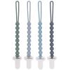 4-Pack Silicone Pacifier Clips with One-Piece Beads for Baby Boys and Girls - Flexible and Rust-Free Holders for Teething Relief and Baby Essentials, Safe for Newborns (Grey) view 1