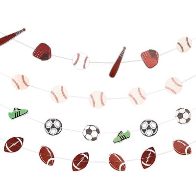CHGCRAFT 4Pcs 4Style Paper Banners Sports Themed Backdrop Party Supplies Concessions Banner Party Decorations Banner for Birthday Party Sports Theme Party Decoration