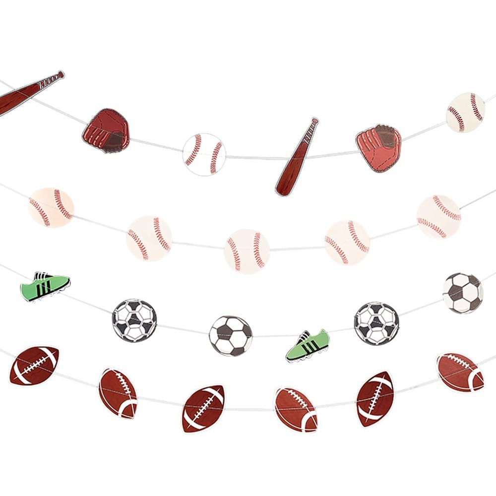 CHGCRAFT 4Pcs 4Style Paper Banners Sports Themed Backdrop Party Supplies Concessions Banner Party Decorations Banner for Birthday Party Sports Theme Party Decoration