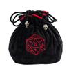 KSNDie Large Dice Bags with Pockets Black Storage Bag with Drawstrings D20 Logo for DND RPG Game Dices - Capacity 200+ Dice view 1