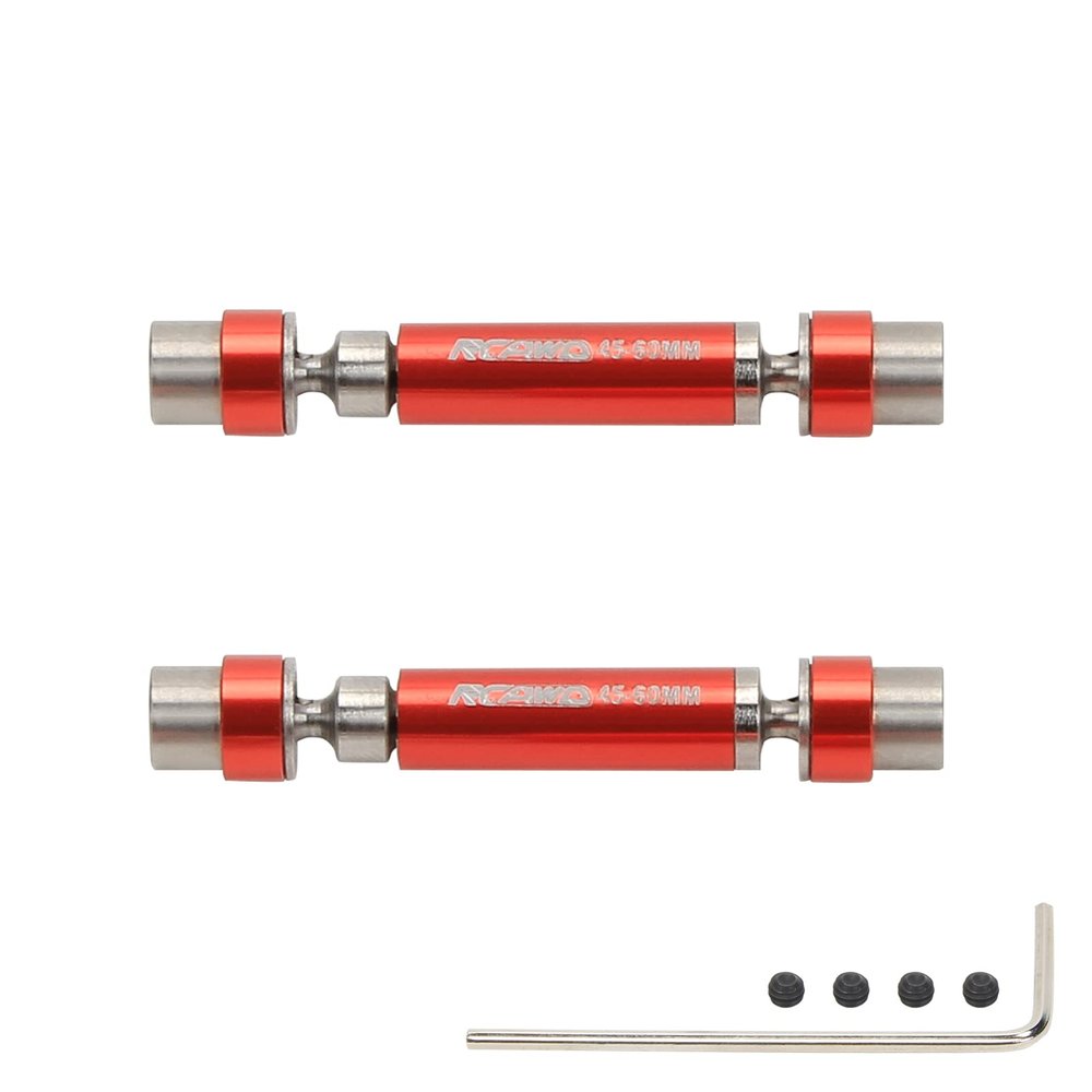 RCAWD 2X #45 Steel&Alloy Cvd Front/Rear Center Drive Shaft 45-60mm for FMS Fcx24 1-24 Crawlers Red