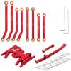 EPINON Aluminum High Clearance Chassis Links and Steering Links and Skid Plate Set for 1/24 Axial SCX24 JLU Bronco C10 Base Camp Upgrade Parts (Red) view 1