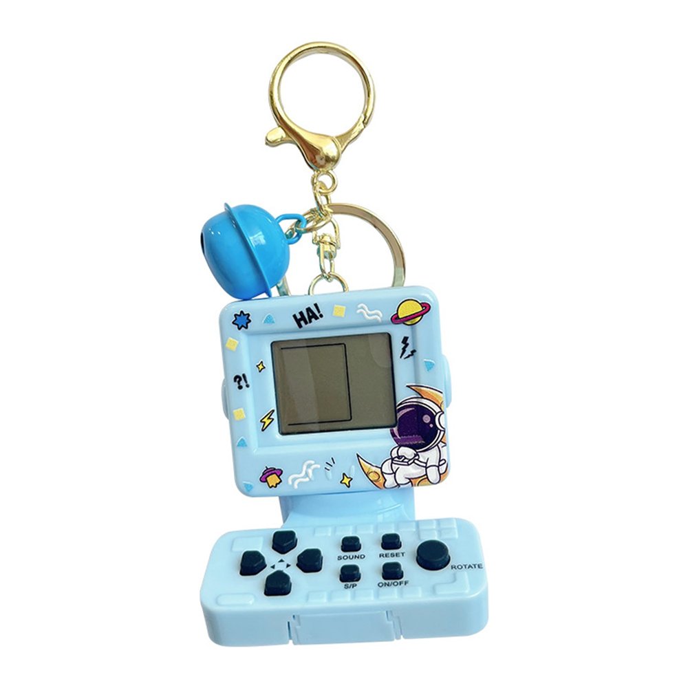 Pendant Keychain Retro Classic Game Console Playable Electronic Miniature Handheld Mini Games Machine with Keychain Ring Gift (F6)