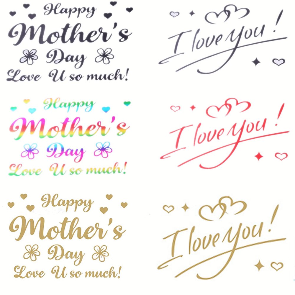 12PCS Mothers Day BOBO Balloon Stickers, Happy Mother's Day Balloons Letter Labels, Mom Gift DIY Sticker, for Wall Window Box Parties Supplies Home Decor