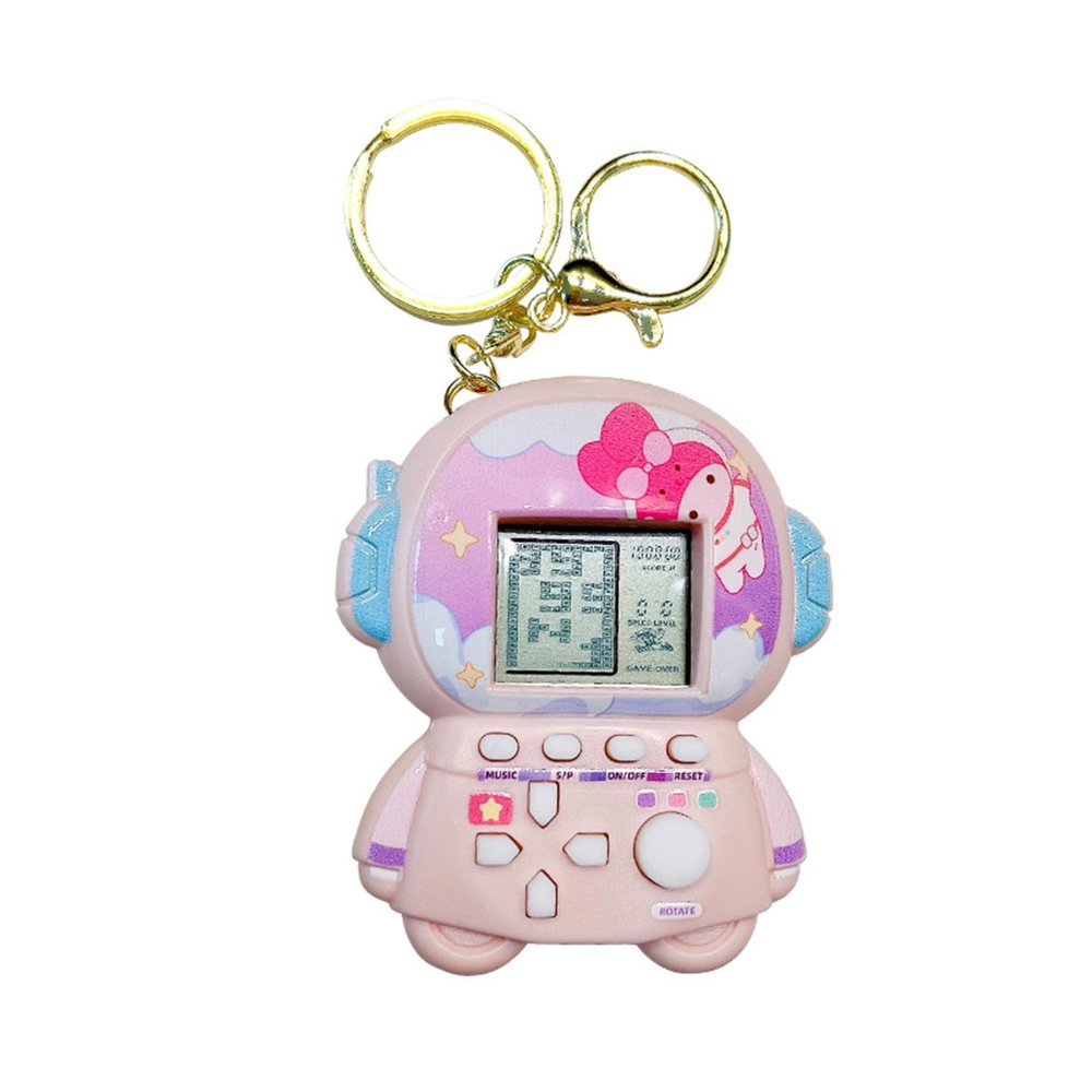 Pendant Keychain Retro Classic Game Console Playable Electronic Miniature Handheld Mini Games Machine with Keychain Ring Gift (A6)