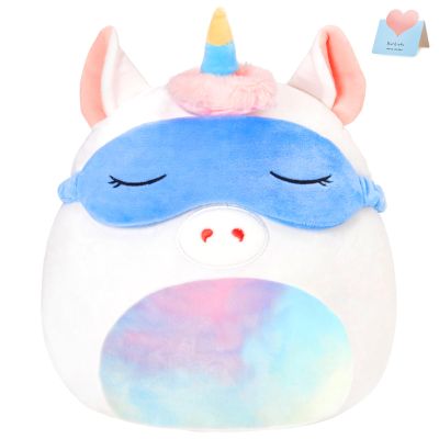 BSTAOFY Cute Unicorn Soft Plush Pillow with Removable Eye Mask Squishy Unicorn Stuffed Animal Cushion Hugging Nap Pillow Valentines Christmas Holiday Birthday Gifts for Toddlers Kids, 12