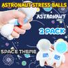 Astronauts Squishy Stress Balls (2 Pack) Squeeze Toy, Squishy Fidget Toys Stress Dough Balls for Kids and Adults, Special Needs, Relax, Calm, Kids Birthday Gifts, Space Themed Party Favors view 3