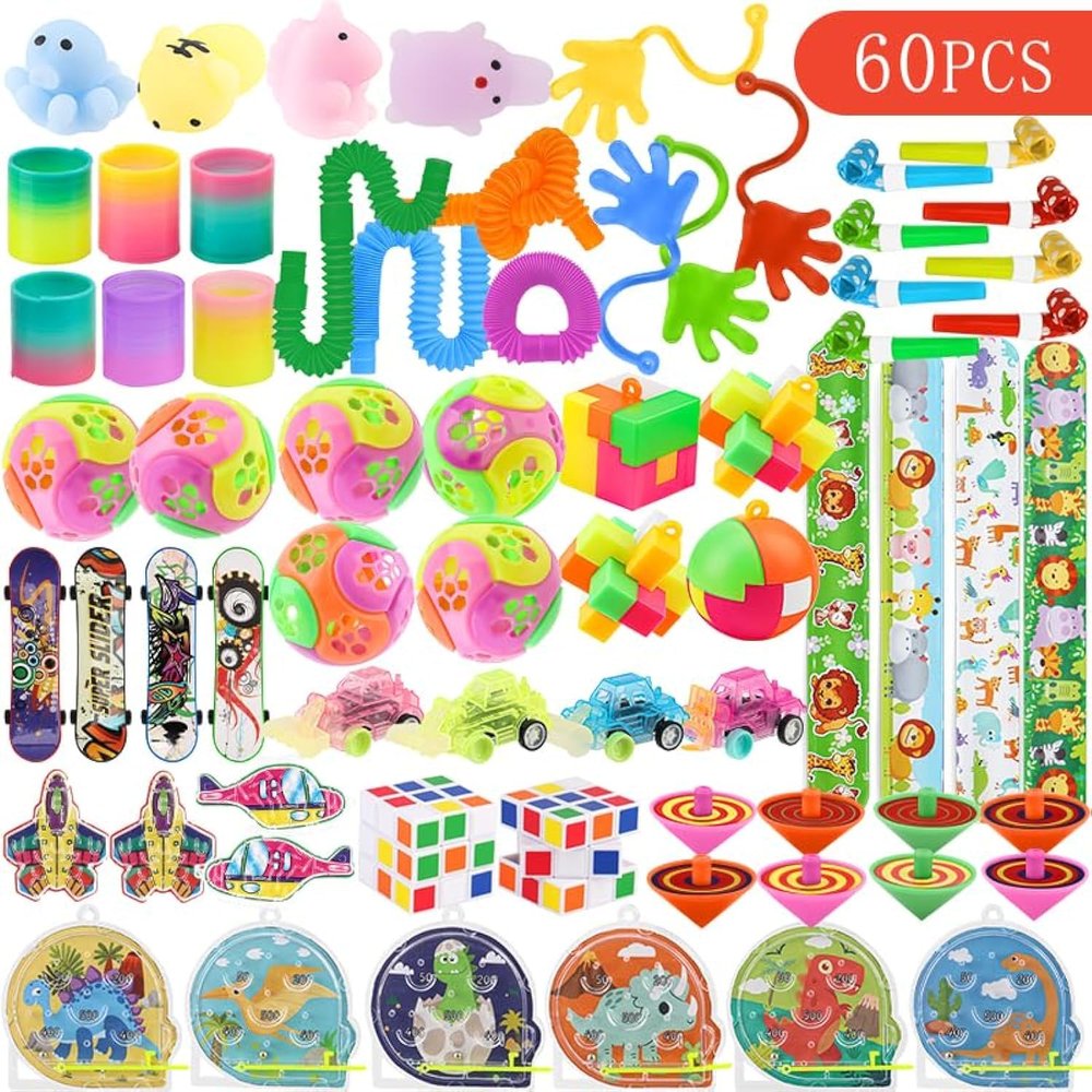 KADINOY Party Favors for Kids, Pinata Stuffers Treasure Box Toys for Classroom 60 pcs Toys for Goodie Bags for Kids Prize Box for Birthday