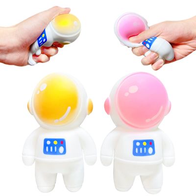 2 Pack Astronauts Squishy Stress Ball Squeeze Fidget Toys for Kids and Adults - Gold and Pink Astronauts Suqeeze Dough Ball Squishy Stress Toys, Ideal for Autism, ADHD, Teens Anxiety