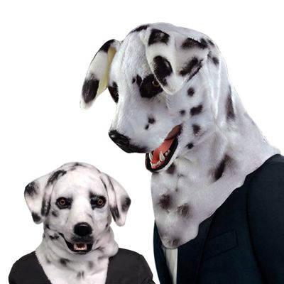 BEESUM 2023 Premium Dalmatian Dog Head Mask Moving Mouth Pug Cosplay Hat for Halloween Christmas Party Costume