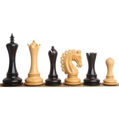 Royal Chess Mall - 4.6" Avant Garde Luxury Staunton Chess Pieces Only Set-Ebony Wood- Triple Weight