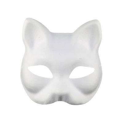 GSHLLO 3 Pcs DIY Paintable Blank Masquerade Cat Masks - White Hand Painted Masks for Halloween, Dance Party, Cosplay