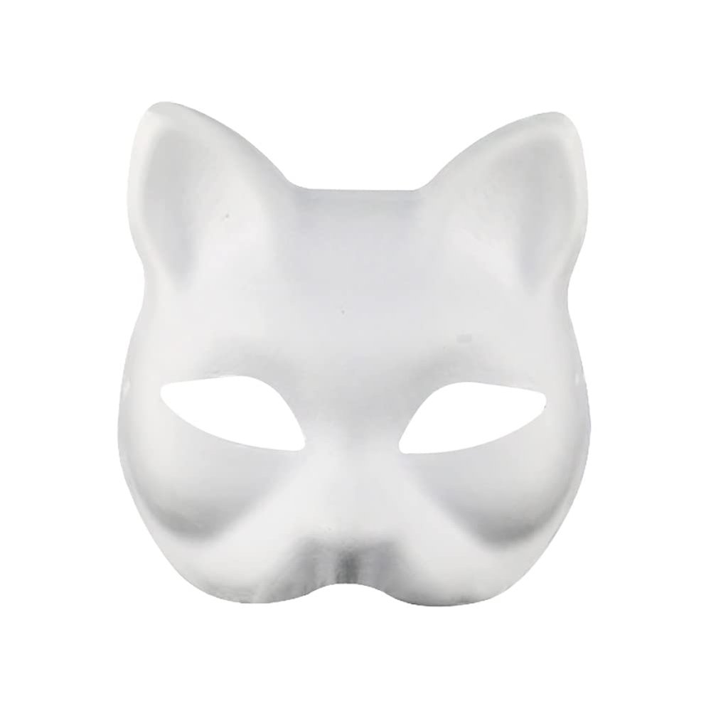 GSHLLO 3 Pcs DIY Paintable Blank Masquerade Cat Masks - White Hand Painted Masks for Halloween, Dance Party, Cosplay