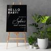 Andaz Press 16"x20" Black Acrylic Personalized Baby Shower Welcome Sign, Gender Neutral Large Custom Sign for Easel Stand, Hello Baby Shower Decorations view 2