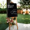 Andaz Press 16"x20" Black Acrylic Personalized Baby Shower Welcome Sign, Gender Neutral Large Custom Sign for Easel Stand, Hello Baby Shower Decorations view 4