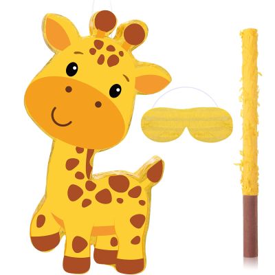 Aoriher Giraffe Piata Safari Piata with Blindfold and Bat Giraffe Birthday Party Supplies Safari Jungle Zoo Animal Party Favors for Birthday Supplies, 16 x 11.3 x 3.2 Inch