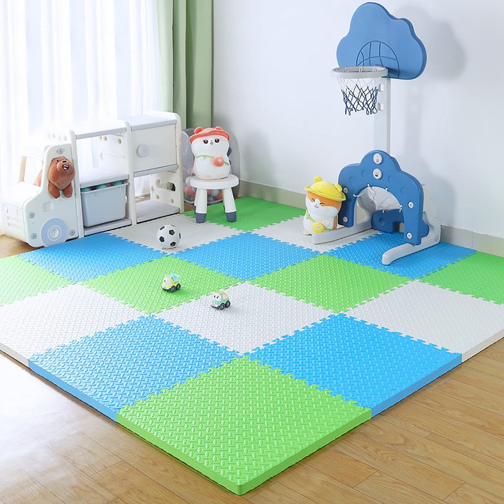 12"X12" Foam Puzzle Mats for Floor 0.4" Thick Foam Crawling Mat Kids Puzzle Playmats, Interlocking Foam Floor Tiles Exercise Mats- Baby Play Mat for Playing,Y,40Pcs