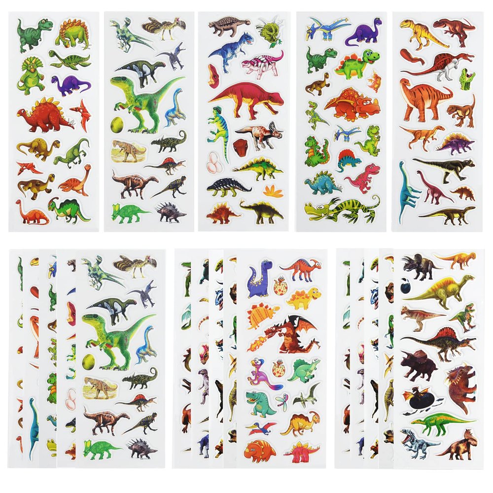 24 Sheets(350+) Dinosaur 3D Puffy Stickers for Toddlers Kids, Bulk Preschool Sticker Sheets for Reward, Craft, Scrapbooking