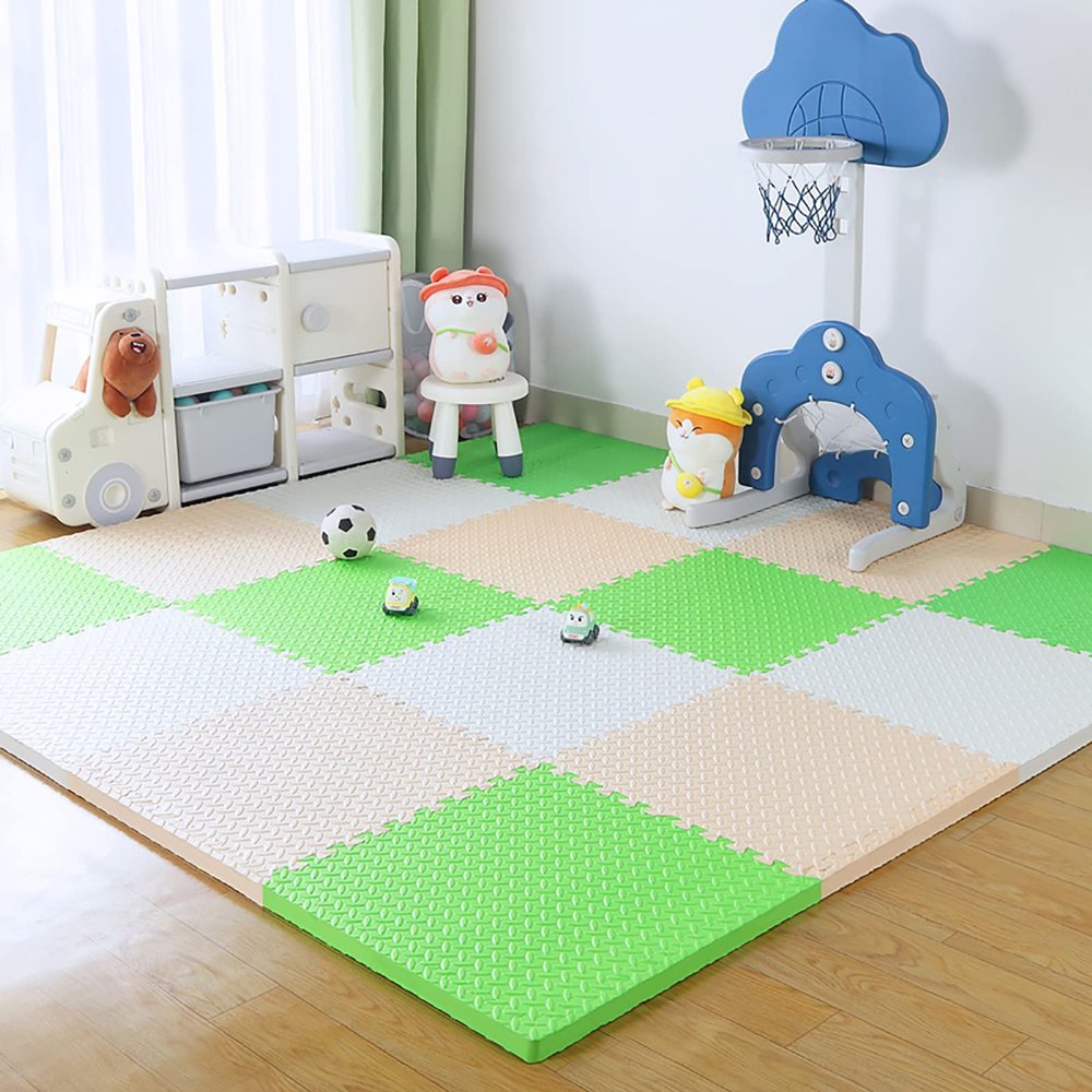 12"X12" Foam Puzzle Mats for Floor 0.4" Thick Foam Crawling Mat Kids Puzzle Playmats, Interlocking Foam Floor Tiles Exercise Mats- Baby Play Mat for Playing,C,40Pcs
