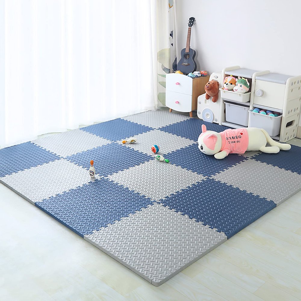 12"X12" Foam Puzzle Mats for Floor 0.4" Thick Foam Crawling Mat Kids Puzzle Playmats, Interlocking Foam Floor Tiles Exercise Mats- Baby Play Mat for Playing,G,40Pcs