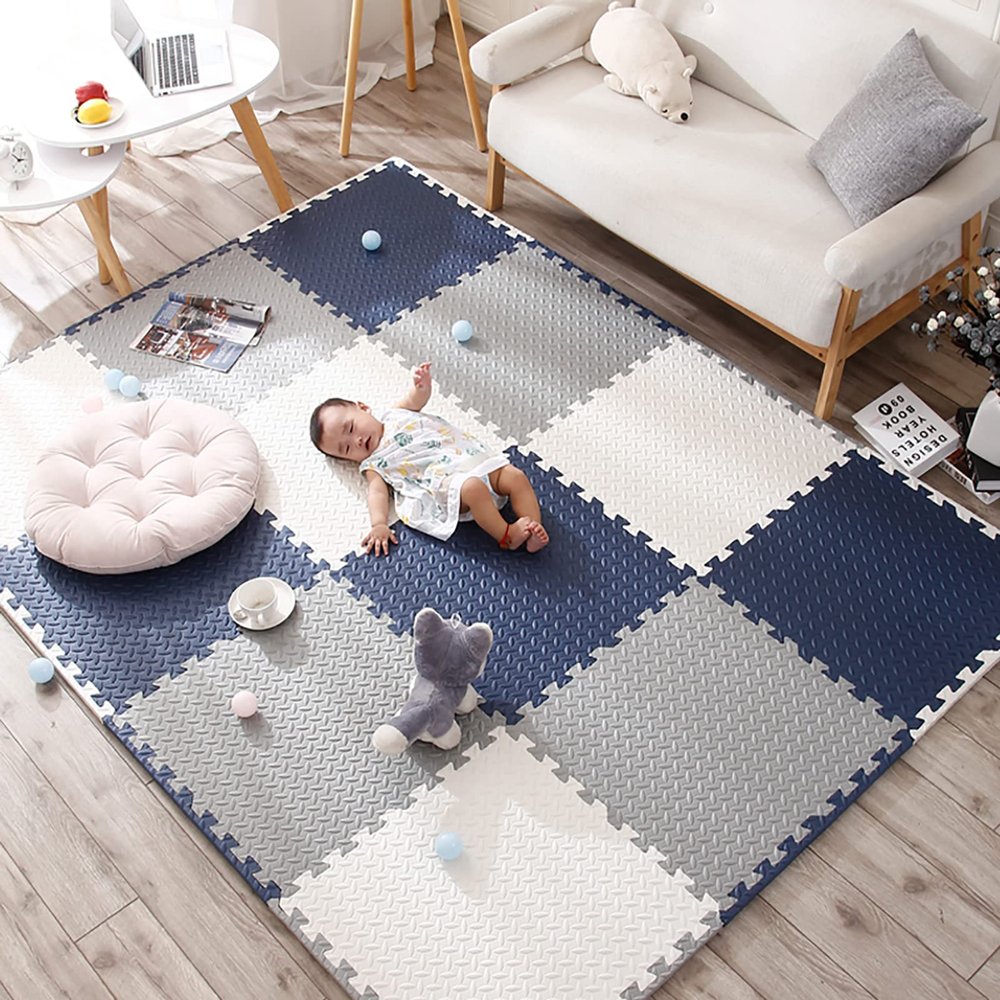 12"X12" Foam Puzzle Mats for Floor 0.4" Thick Foam Crawling Mat Kids Puzzle Playmats, Interlocking Foam Floor Tiles Exercise Mats- Baby Play Mat for Playing,A,40Pcs