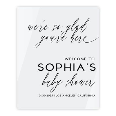 Andaz Press 16"X20" White Personalized Acrylic Baby Shower Sign, Baby Shower Welcome Sign, Gender Neutral Modern Large Customized Baby Shower Sign For Easel Stand, Baby Shower Acrylic Sign