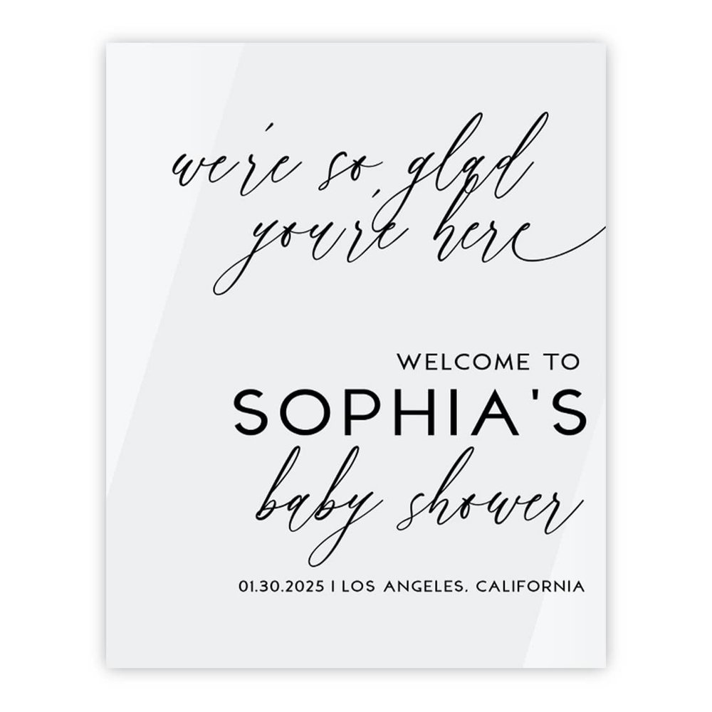 Andaz Press 16"X20" White Personalized Acrylic Baby Shower Sign, Baby Shower Welcome Sign, Gender Neutral Modern Large Customized Baby Shower Sign For Easel Stand, Baby Shower Acrylic Sign