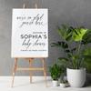 Andaz Press 16"X20" White Personalized Acrylic Baby Shower Sign, Baby Shower Welcome Sign, Gender Neutral Modern Large Customized Baby Shower Sign For Easel Stand, Baby Shower Acrylic Sign view 2