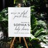 Andaz Press 16"X20" White Personalized Acrylic Baby Shower Sign, Baby Shower Welcome Sign, Gender Neutral Modern Large Customized Baby Shower Sign For Easel Stand, Baby Shower Acrylic Sign view 3