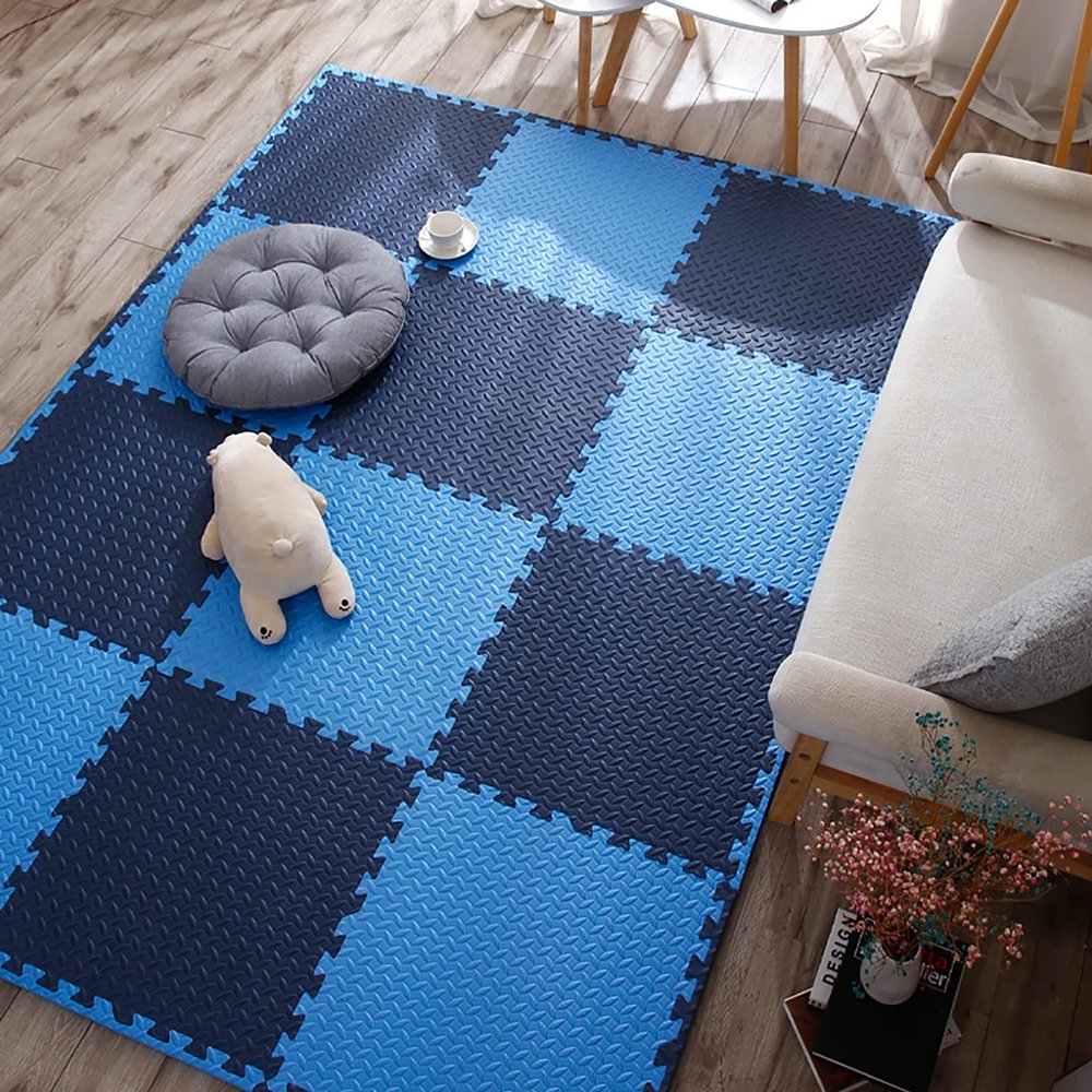 12"X12" Foam Puzzle Mats for Floor 0.4" Thick Foam Crawling Mat Kids Puzzle Playmats, Interlocking Foam Floor Tiles Exercise Mats- Baby Play Mat for Playing,W,40Pcs