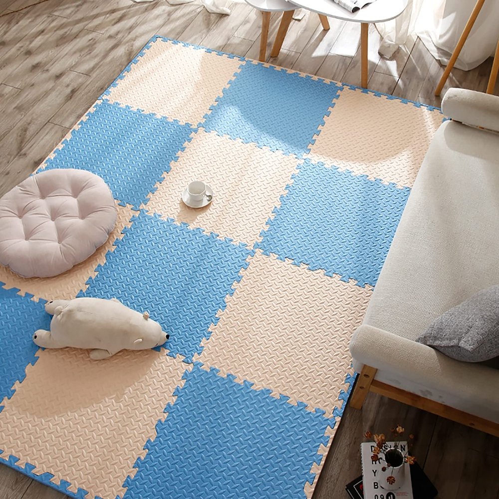12"X12" Foam Puzzle Mats for Floor 0.4" Thick Foam Crawling Mat Kids Puzzle Playmats, Interlocking Foam Floor Tiles Exercise Mats- Baby Play Mat for Playing,T,40Pcs