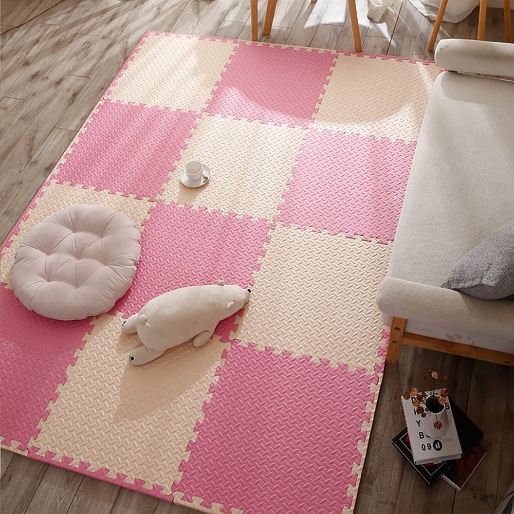 12"X12" Foam Puzzle Mats for Floor 0.4" Thick Foam Crawling Mat Kids Puzzle Playmats, Interlocking Foam Floor Tiles Exercise Mats- Baby Play Mat for Playing,I,40Pcs