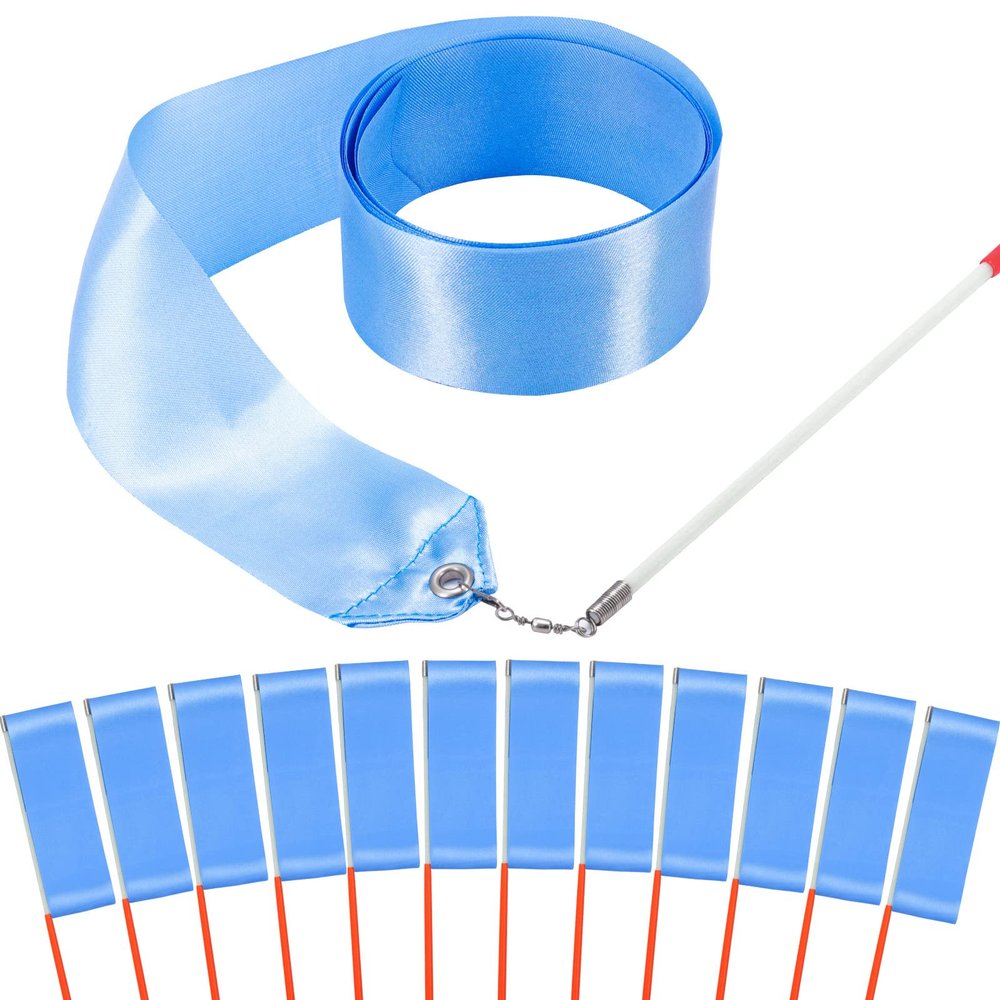 HiUnicorn 12PCS Blue Dance Ribbons, Blue Party Favors, Ribbon Dancer Wand for Kids Gymnastics Birthday Circus Carnival Party Decoration Accessories