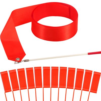 HiUnicorn 12PCS Red Dance Ribbons, Red Party Favors, 4th of July Accessories, Ribbon Dancer Wand for Kids Gymnastics Ballerina Birthday Danza Cristiana Party Decoration