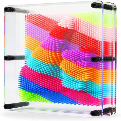 3D Pin Art Board SculptureRainbow Sensory Needle painting gift Size 6 X 8, Plastic Pin Board Desk toy Sculpture Craft Fun Creativity for Kids, Adults, Home, Office Decoration, Multicolor (large)