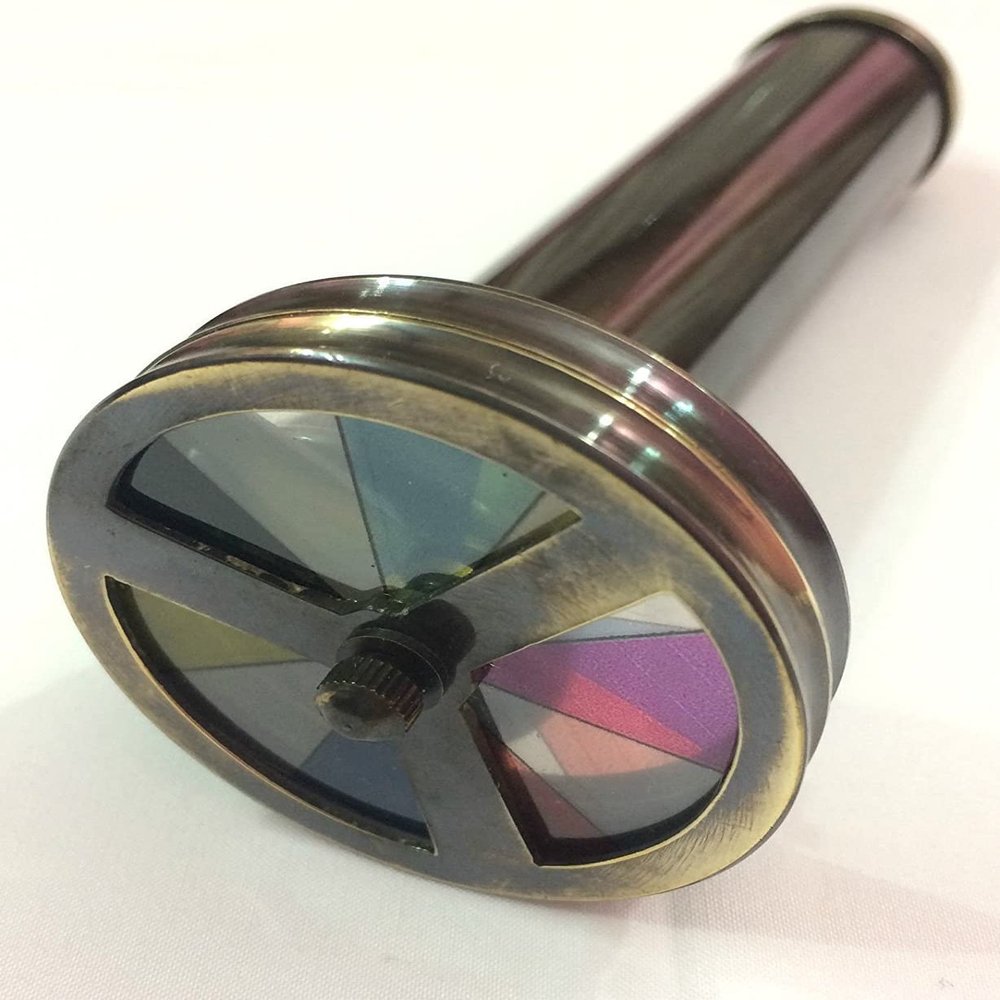 Antique Finish Brass Double Wheel ~ Kaleidoscope Vintage Maritime Optical Beautiful Item