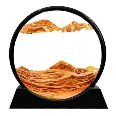 Twohua 3D Sand Art Liquid Motion Moving Sandscapes Flow Sand Painting Quicksand Hourglass Deep Sea Sandscape Sandalier,Office Desk Decor Desk Toys (12'', Orange)