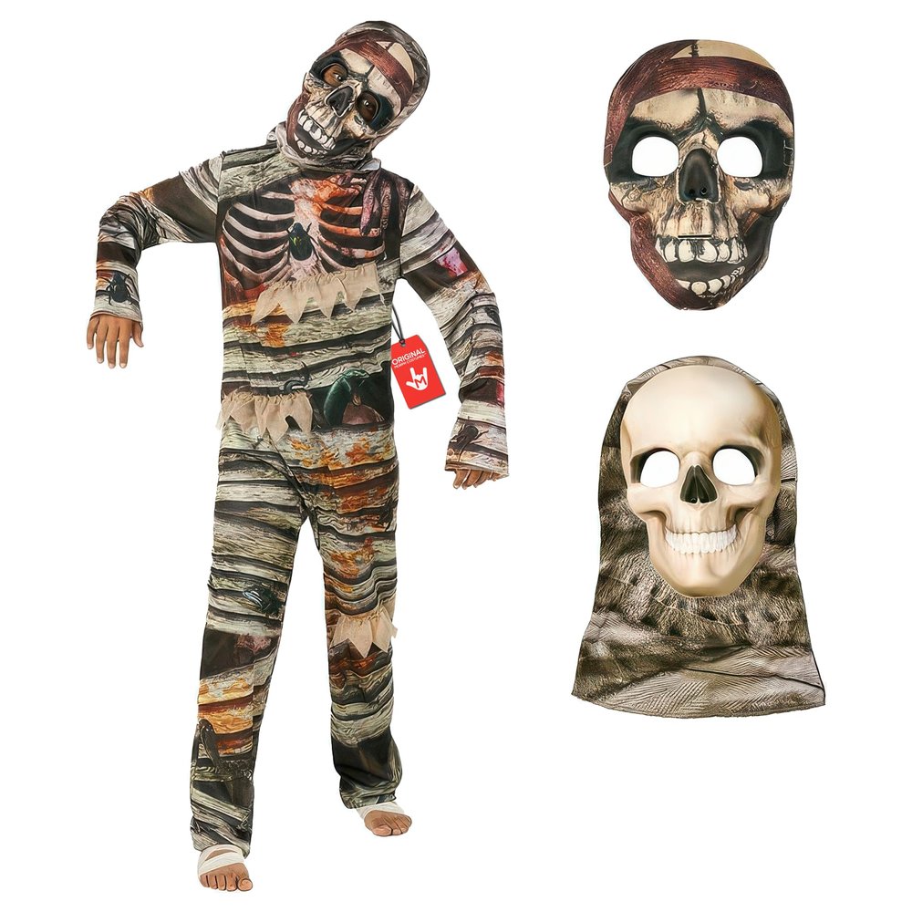 Morph Two-Faced Mummy Costume for Kids, Halloween Outfit for Children, Spooky Dress-Up Fun, Large