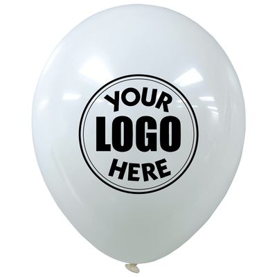 Custom Printed Logo Balloons or Balloons with Business Name 11 Inch Size (White)