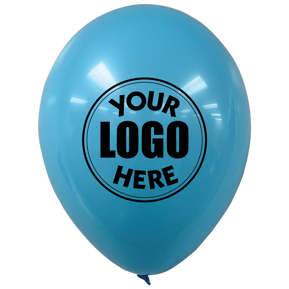 Custom Printed Logo Balloons or Balloons with Business Name 11 Inch Size (Baby Blue)