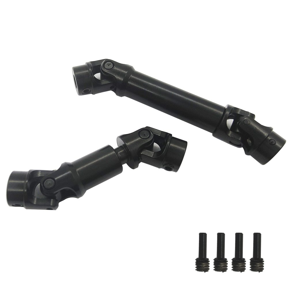 HOPLEX Stainless Steel Drive Shaft with Black Coating Front Rear Center Driveshafts for 1/18th TRX4M Defender Bronco RC Crawler Car Upgrades 2PCS(Black)