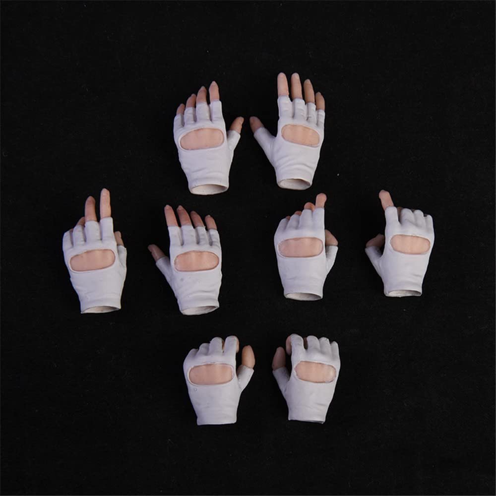 1/6 Scale Gloves Hands Type,4 Pair Female Holding Gun Glove Hand Shape Accessory for 12inch PH TBL Action Figure Body (Pale Skin White Glove Hand)