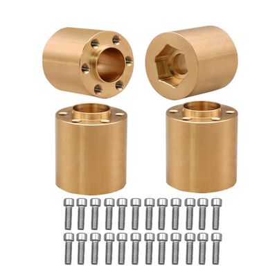 NXUEBDU 4Pcs Brass Weights 1.9 2.2 Inches Beadlock Wheels 12mm Hex Wheel Hub Widen Adapters for SCX10 TRX4 1/10 RC Crawler Upgrades (Gold, 22mm)