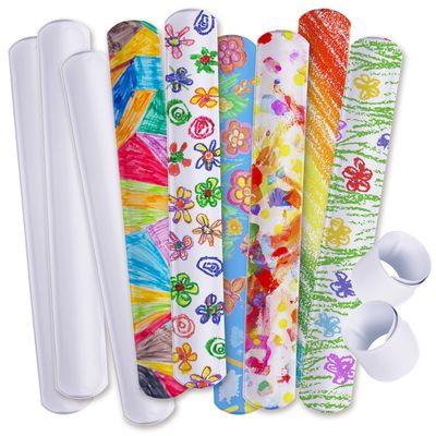 Giraffe 50 PCS White Valentine Slap Bracelets Bulk - Snap Wrist bands Bulk Party Favors For Kids for Birthday Goody Bag Stuffers - Classroom Prizes Easter Basket Stuffers - Carnival Giveaways