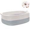 ABenkle Small Storage Basket with Handles, Cotton Rope Woven Dog Cat Toy Bin, Decorative Shelves Closet Organizing for Nursery Laundry Bedroom Bathroom, 14.2''x 11''x 5.1'' view 1